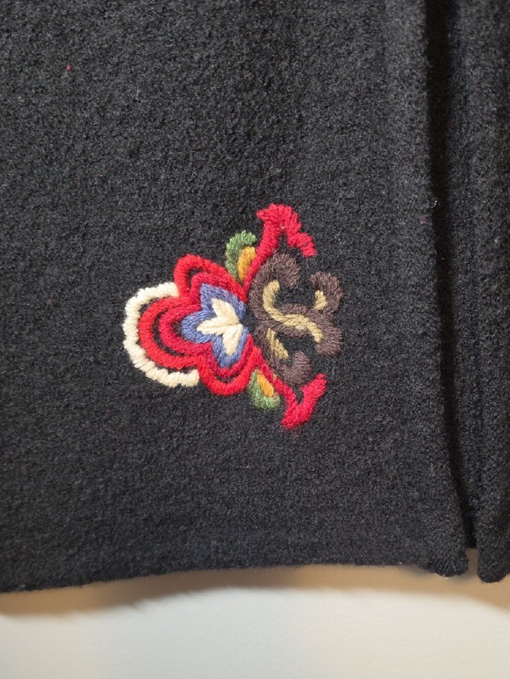 Vrikke Norwegian Black Wool Vest with Red Embroidered Accents Colorful Tradition - Picture 4 of 8